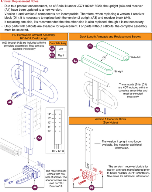 10"-14" Ht HD Removable Armrests Desk Lgth