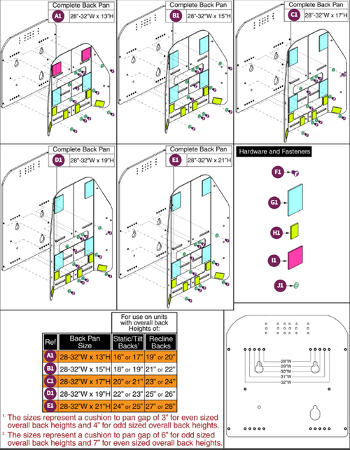 28"-32"W TB3 Original Back Pans