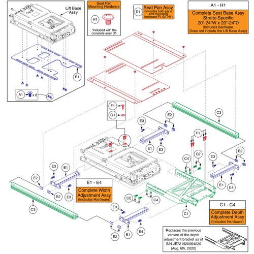 20-24"Wx20-24"D REAC L&T Seat Base,Q6EdgeStretto