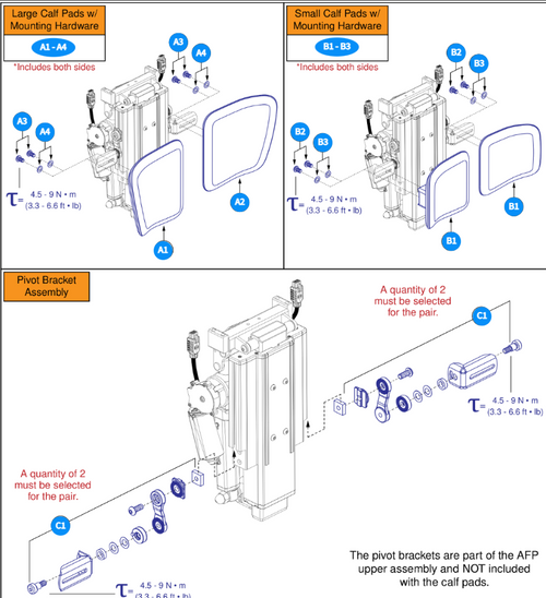 Dual AFP Calf Pads and Mounting Hardware, TB4