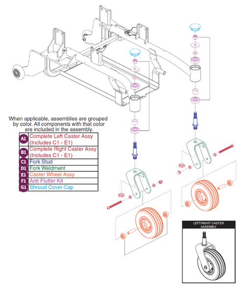 Rear Caster Arm Assy, Elite HD