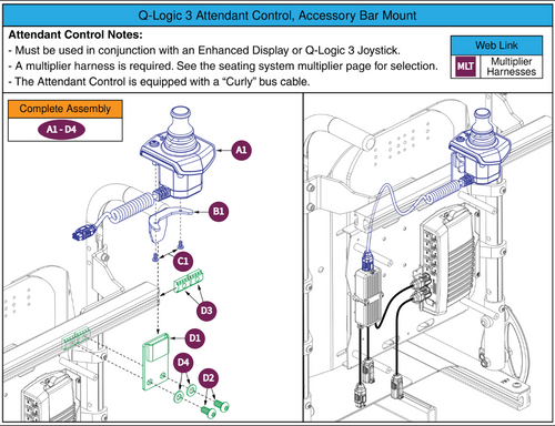 Q-Logic 3 Attendant Control, Accessory Bar Mounted