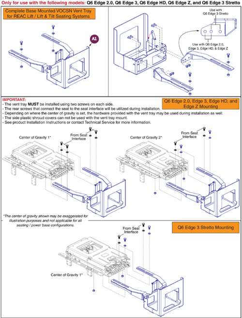 Vent Tray for REAC Seat-Q6 Edge 2.0,3,HD,Z,Stretto