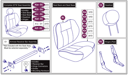 22"W Hi-Back Vinyl, DLX Contour