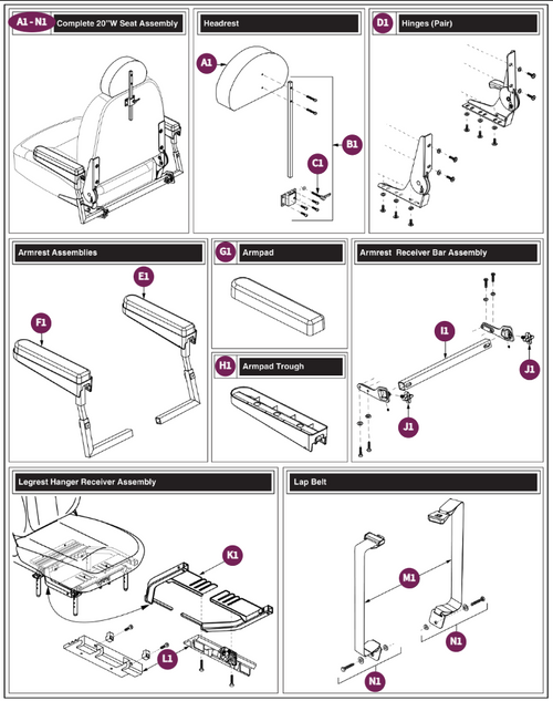 20"Wx18-20"D Fold-Flat,115°LTD Recline