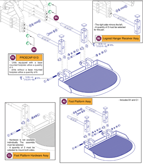 Foot Platform Assy, 17"Wx16"D, J/Q 1450