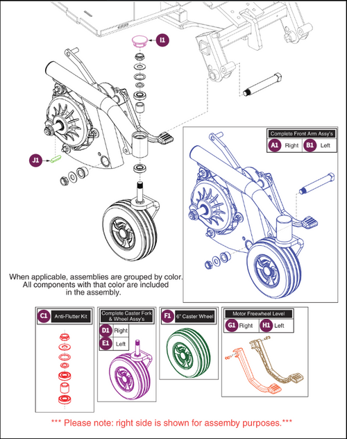 Front Caster Arm w/ Motor Jazzy Air 2