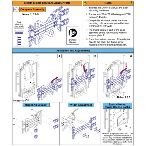 12"-21"W Aftermarket Back Adapter Kit,TB3/4