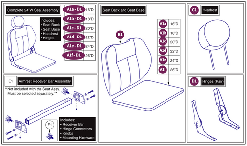24"W Hi-Back Vinyl, SolidSeatPan, DLX Contour