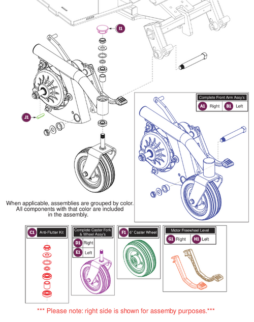 Front Caster Arm w/ Motor Jazzy Air MED