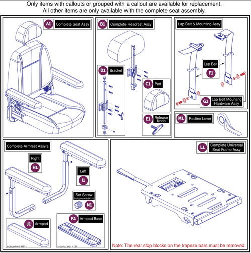 20"W x18"-20"D Comfort Seat, 115°LTD Recline