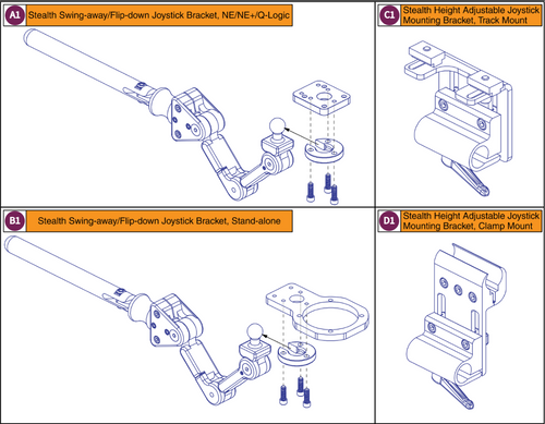 Stealth Swing-away/Flip Down Joystick Brackets,Mts