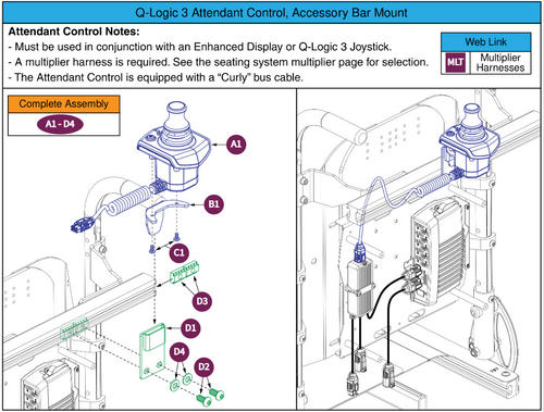 Q-Logic 3 Attendant Control, Accessory Bar Mounted