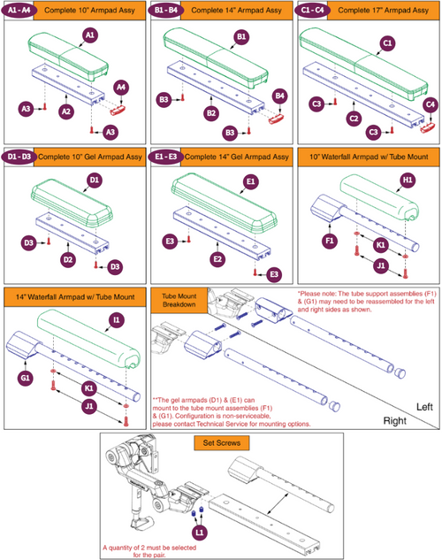 Armpads & Mt Options, V3 Flip-back Arms, TB3/4
