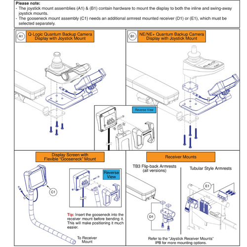 Quantum® Backup Camera Display Mounts