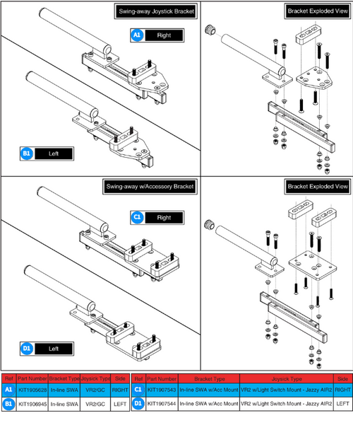 VR2/GC Swing-Away Joystick/Accessory Bracket