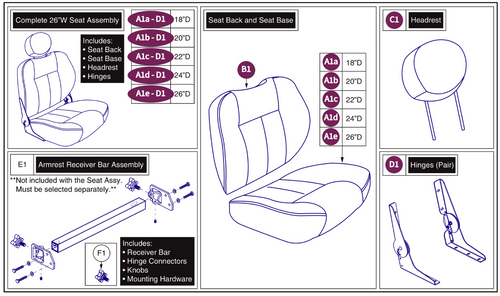 26"W Hi-Back Vinyl, DLX Contour