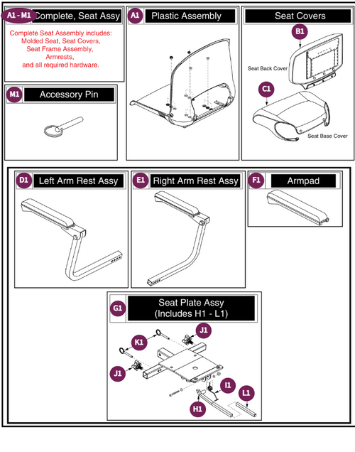 Seat Assy,Molded Plastic,17"x17" w/out Pride Logo