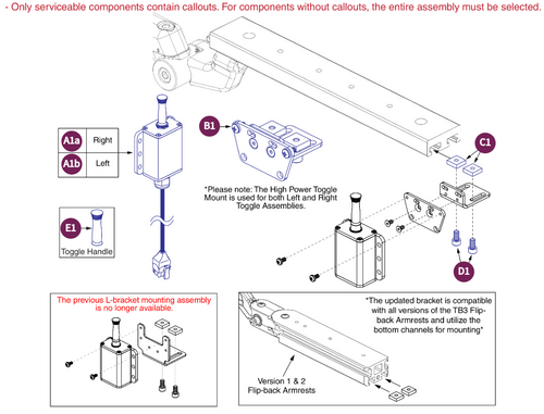 High Power Toggle and Mount, TB3 Armrest