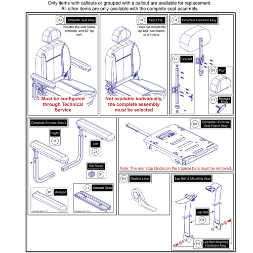 16"W x 16"-18"D Comfort Seat, 115° Ltd. Recline