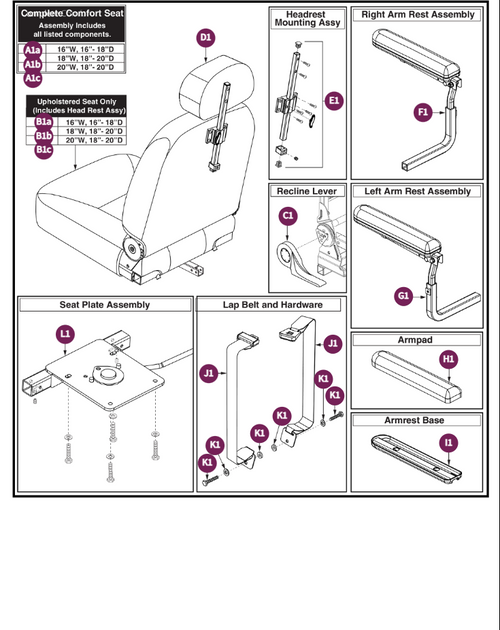 Comfort Seat V2 Hi-Back 115°LTD Recline Height-Adj