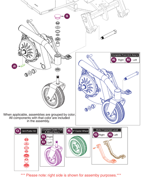 Frt CasterArm w/Motor,Pwr Seat,Jazzy Select 6 2.0