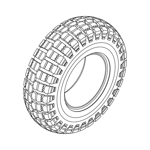 TIRE,FLAT FREE,HD GEL,14" X 4",C166 KNOBBY TREAD,CHARCOAL