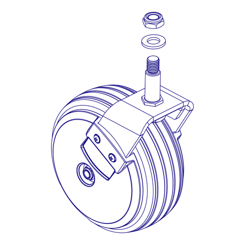 CASTER ASSEMBLY, 6", BLACK RIM / BLACK TIRE, LEFT (DWG 151499)-A