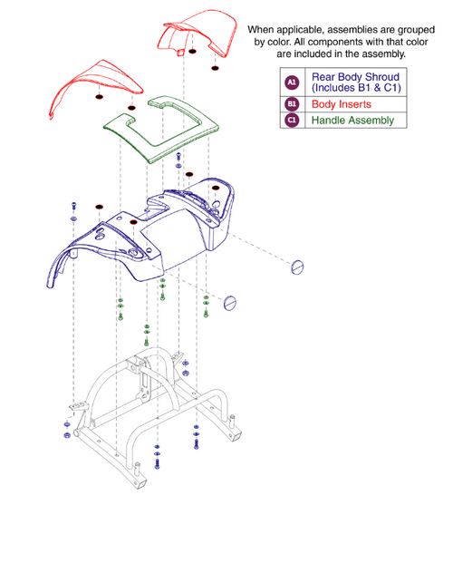 Rear Shroud, 4 Wheel, GoGo Elite Traveller Plus