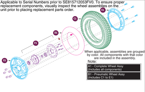 Wheel Assy, Front Pneumatic w/Brake Hub