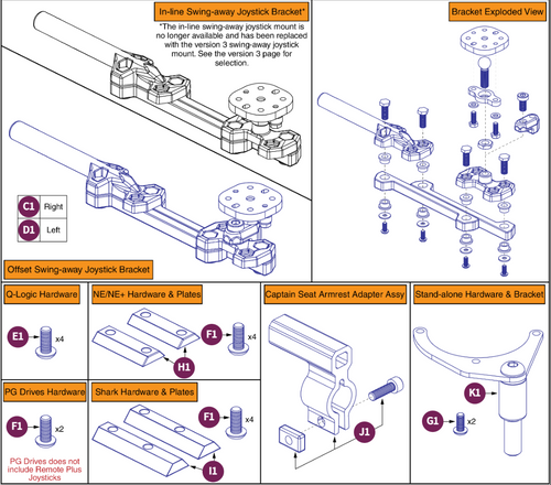 Version 2 Swing-away Joystick Bracket & Components