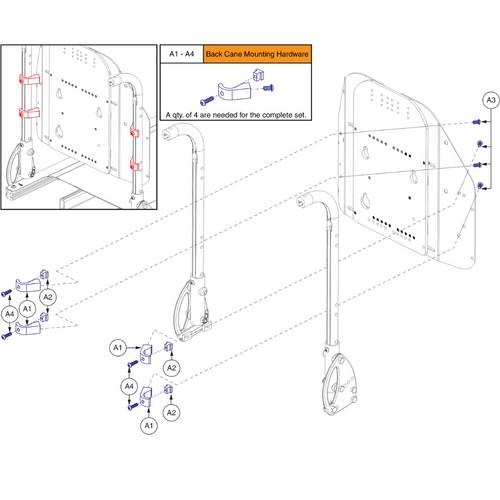 Back Plate to Back Cane Mounting Hardware