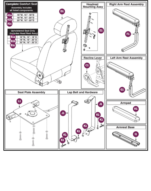 Comfort Seat V2 Hi-Back 115°LTD Recline Height-Adj
