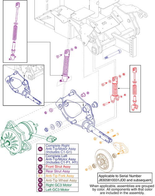 Anti-tip Assy w/Motor GC3 (Black Wheel)