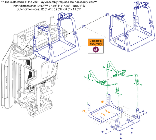 Vent Tray - Depth Adjustable - Accessory Bar Mount