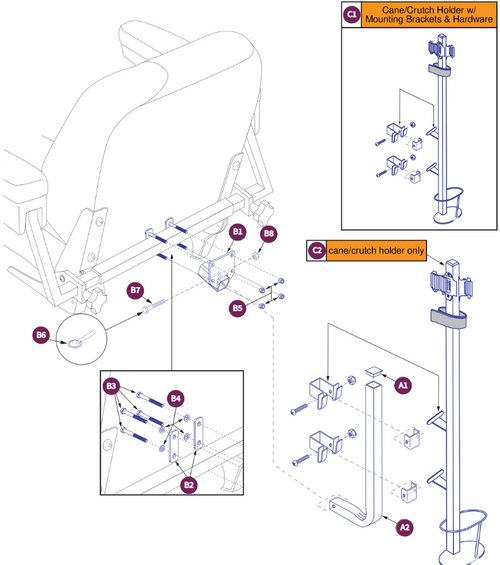 Cane/Crutch Holder-Pinchless Hinge,Medium BackSeat