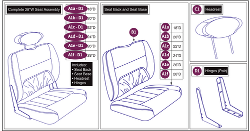 28"W Hi-Back Vinyl, HD DLX Contour
