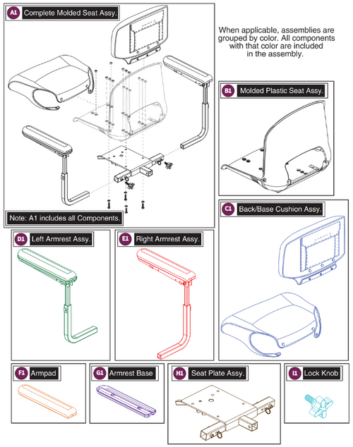 Seat Assy,Molded Plastic,20"x18"(SET1902334)
