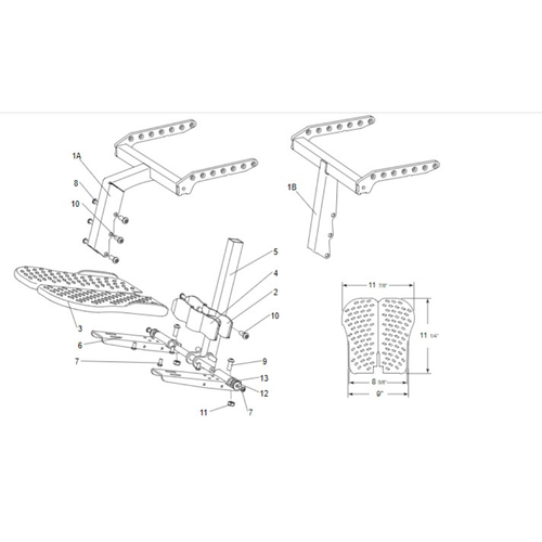 Center Legrest Fixed X8, V6, 360