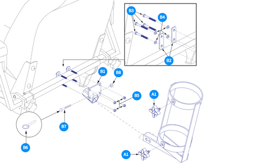 Oxygen Tank Holder Pinchless Hinge Med Back Seat