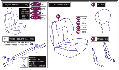 28"W Hi-Back Vinyl, DLX Contour