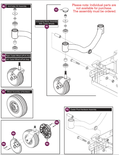 Articulating Beam Assy, Jazzy 600 ES