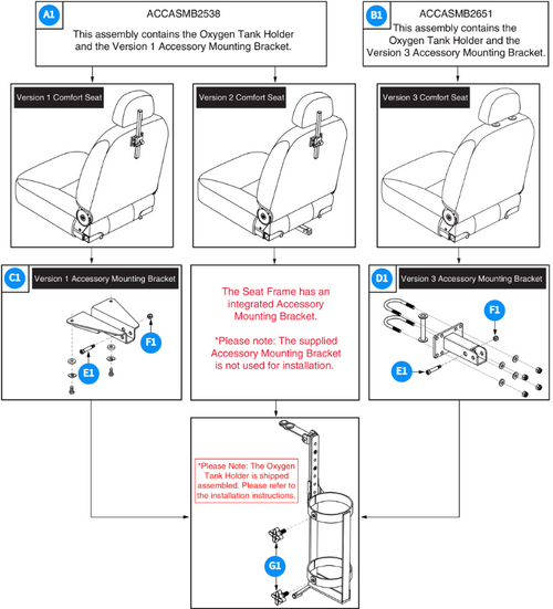 Oxygen Tank (O2) Holder Comfort Seat