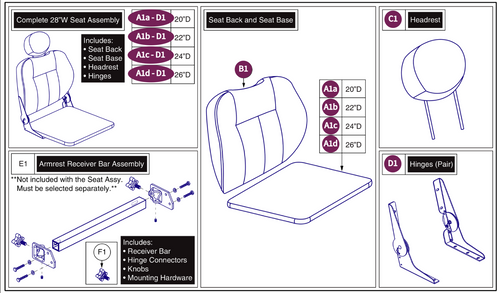 28"W Hi-Back Vinyl, SolidSeatPan, DLX Contour