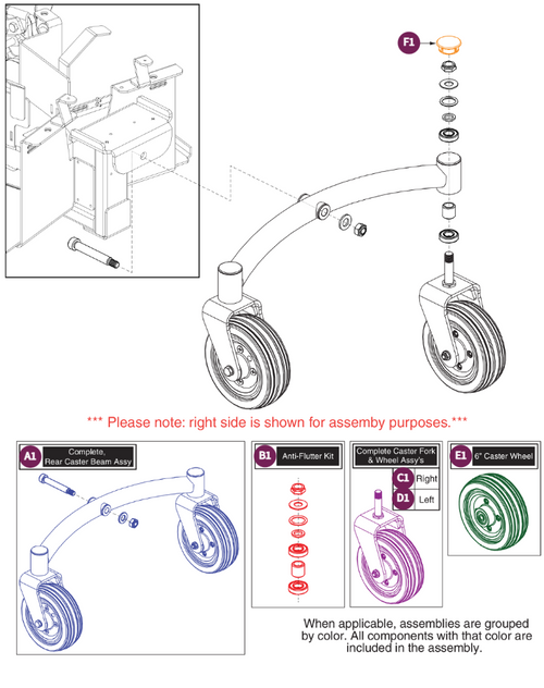 Rear Articulating Beam, Jazzy Select 6 2.0