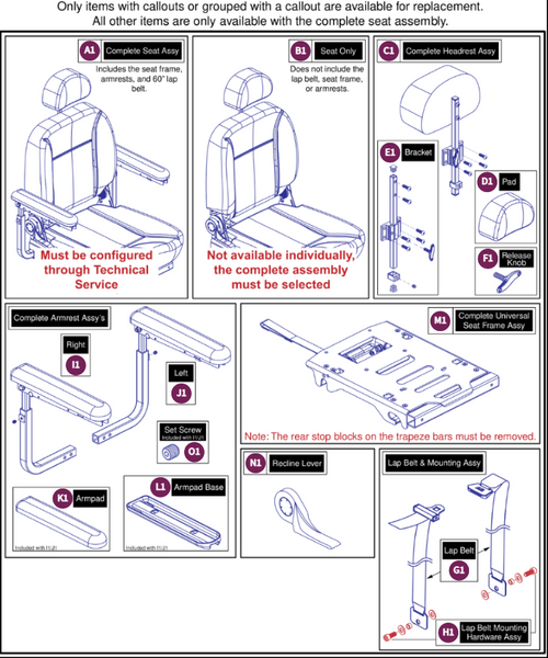 16"W x 16"-18"D Comfort Seat, 115° Ltd. Recline