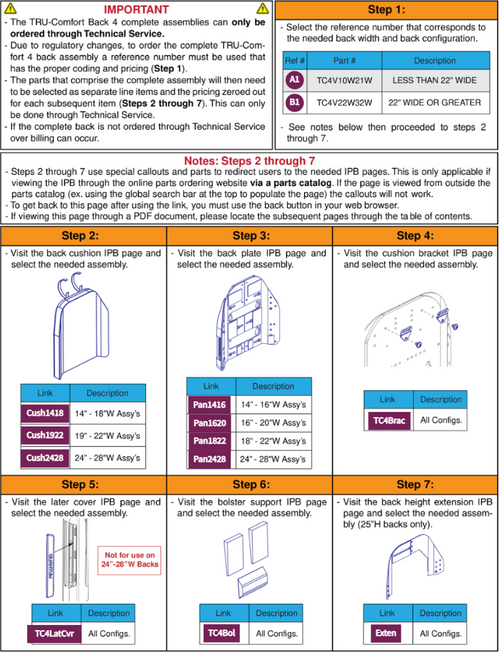 TRU-Comfort 4 Com Back Assy, TB3Redesigned Back
