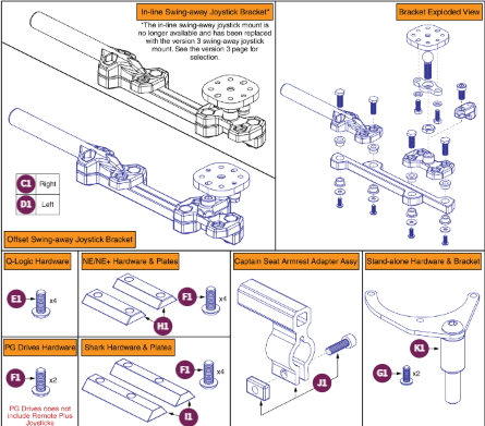 V2 Swing-away Joystick Bracket&Components