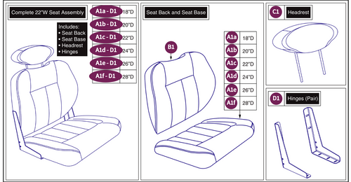 22"W Hi-Back Vinyl, HD DLX Contour