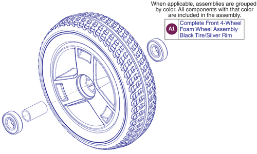 Front Wheel Assy, 4 Wheel, GoGo Sport